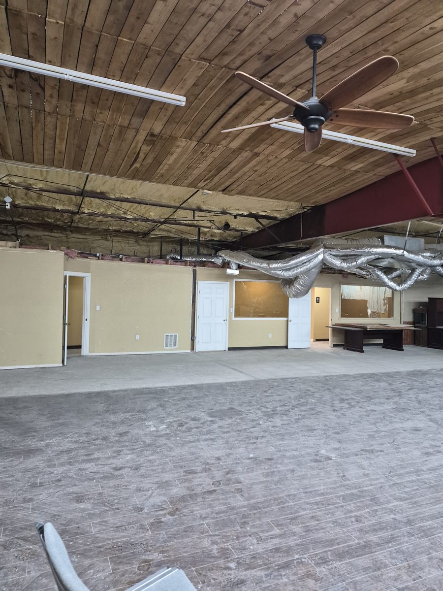 Commercial interior part-way through selective demolition