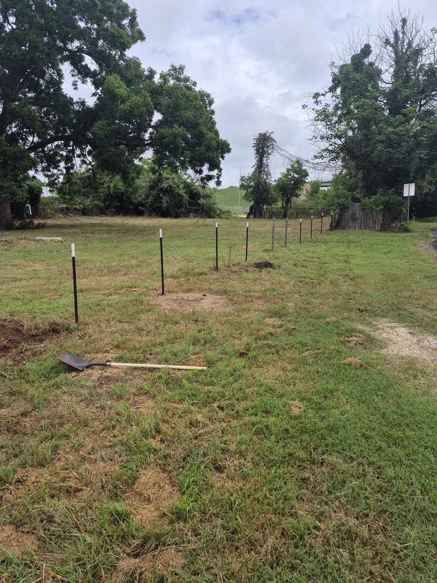 Staked and marked lot before clearing work begins