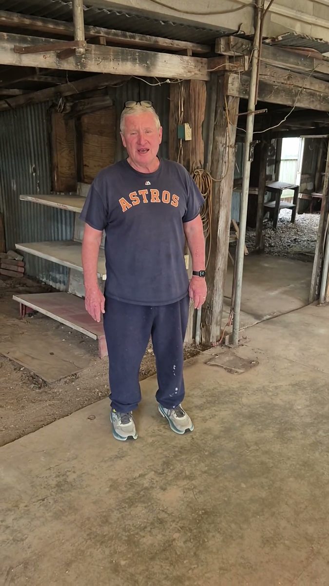 Property owner filmed on site after a barn & shop tear-out job